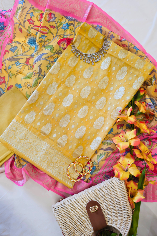 Marigold Yellow Banarasi Suit