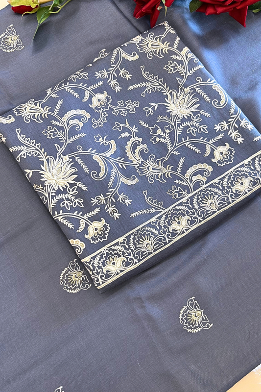 Frosted Grey Kashmiri Woollen Suit