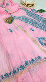 Tea Pink Chikankari Pure Mul Chanderi Suit