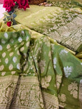 Olive Green Banarasi Suit