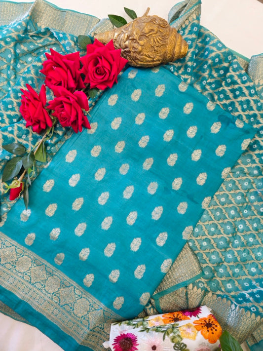 Cyan Banarasi Suit