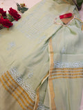 Sage Green Chanderi Chikankari Suit Set