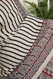 Ivory Stripe Ajrakh Modal Saree