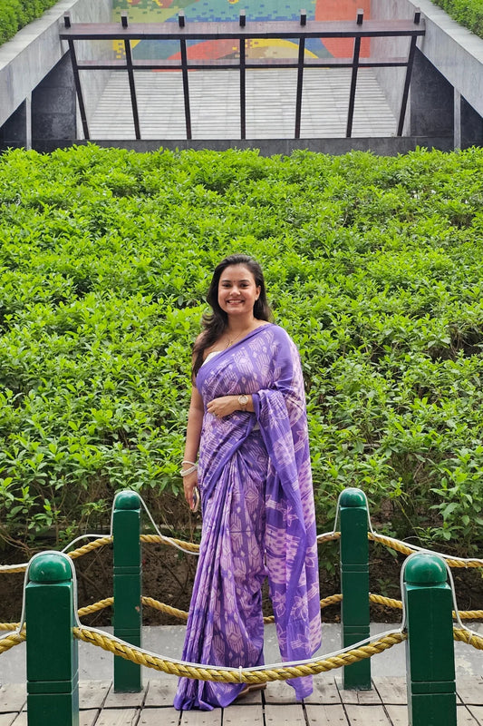 Amethyst Haze Shibori Mul Cotton Saree
