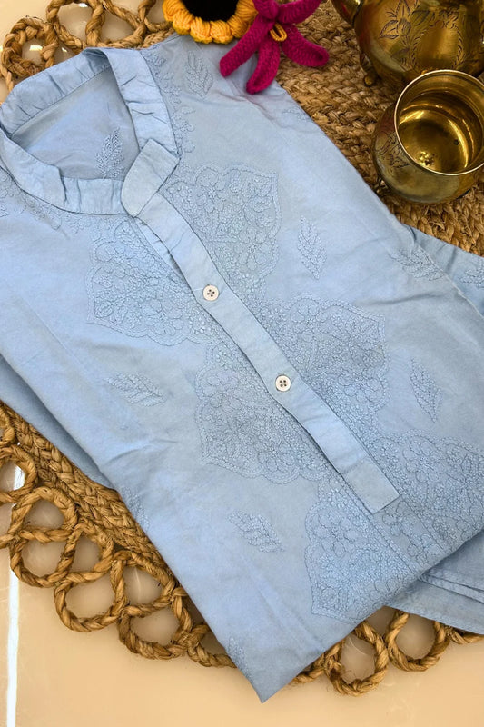 Mist Blue Chikankari Coord Set