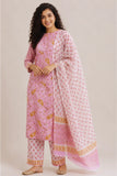 Fiza Pink Hand Block Print Suit