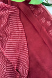Garnet Chevron Hand Block Saree