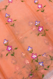 Priyangu Peach Hand Painted Pure Cotton Kota Doria Saree