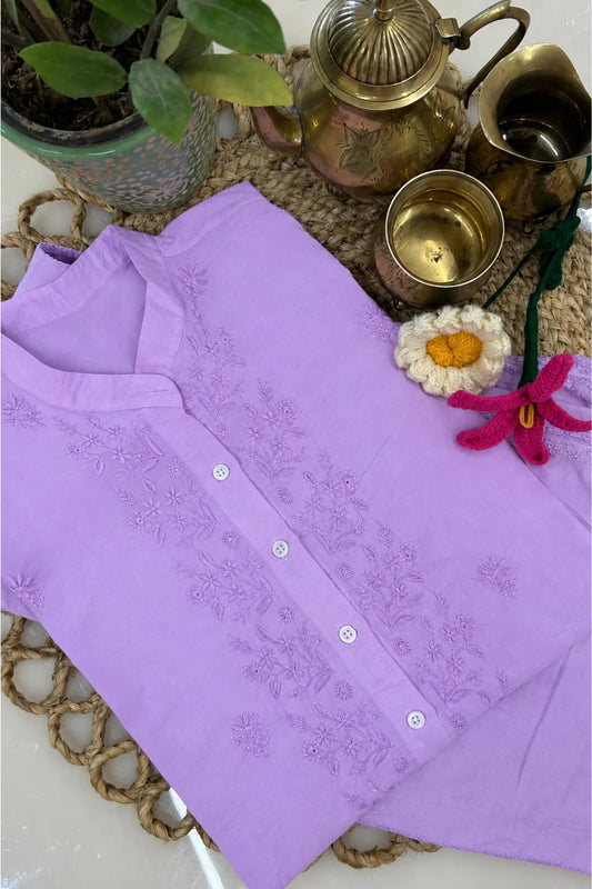 Lilac Chikankari Coord Set