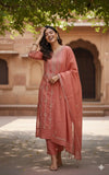 Abeer Handcrafted Dark Peach Chikankari Cotton Suit