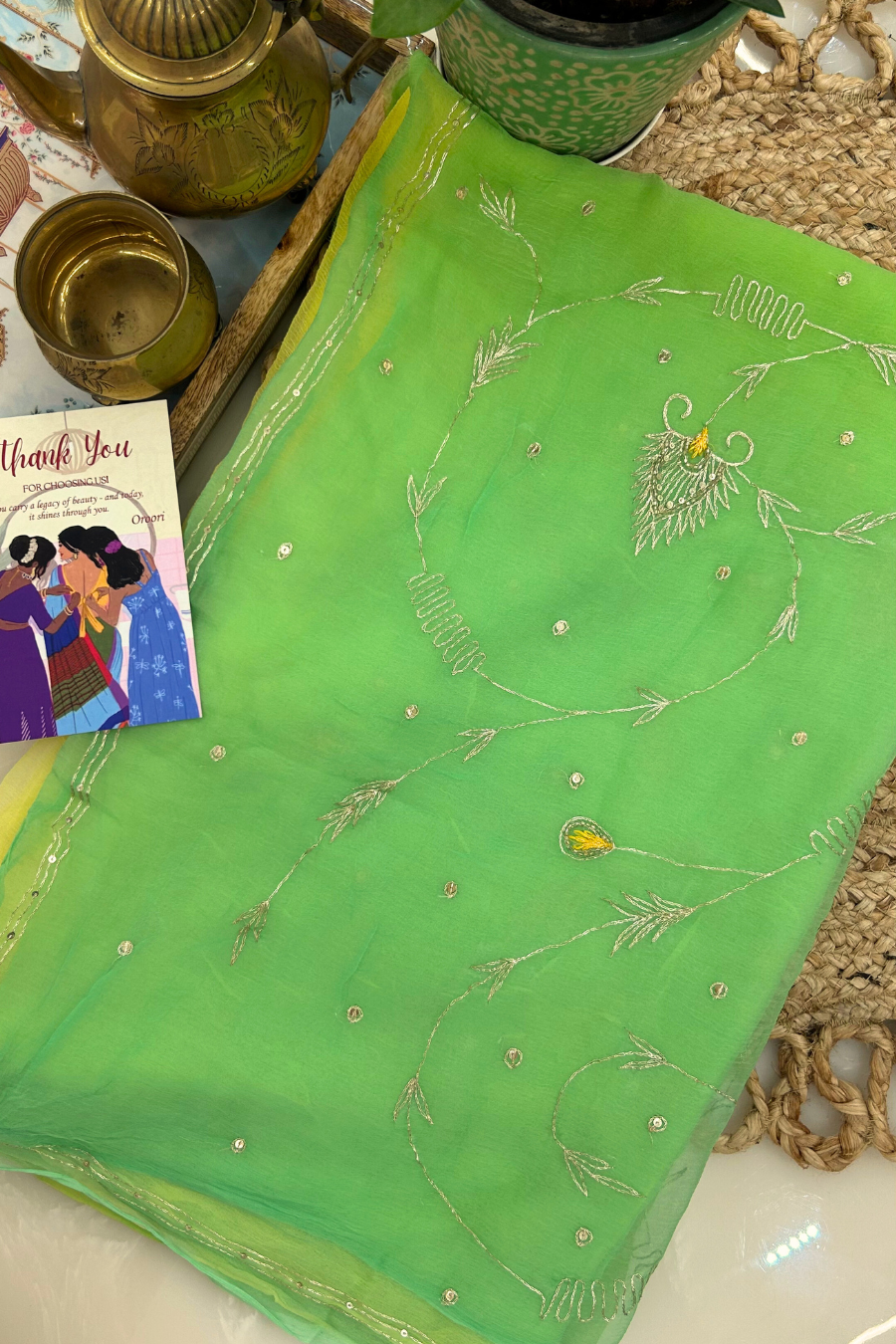 Aarna Green Chiffon Saree