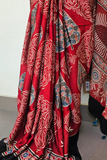Scarlet Bloom Ajrakh Modal Saree