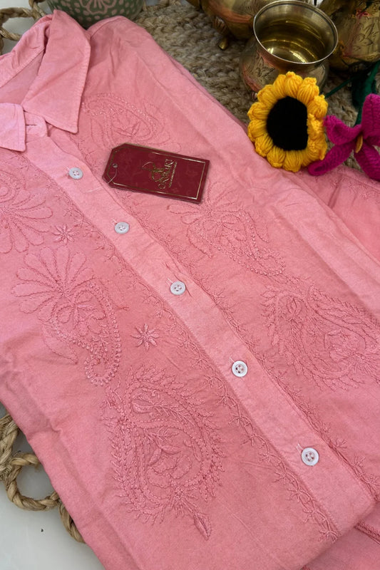 Coral Chikankari Coord Set