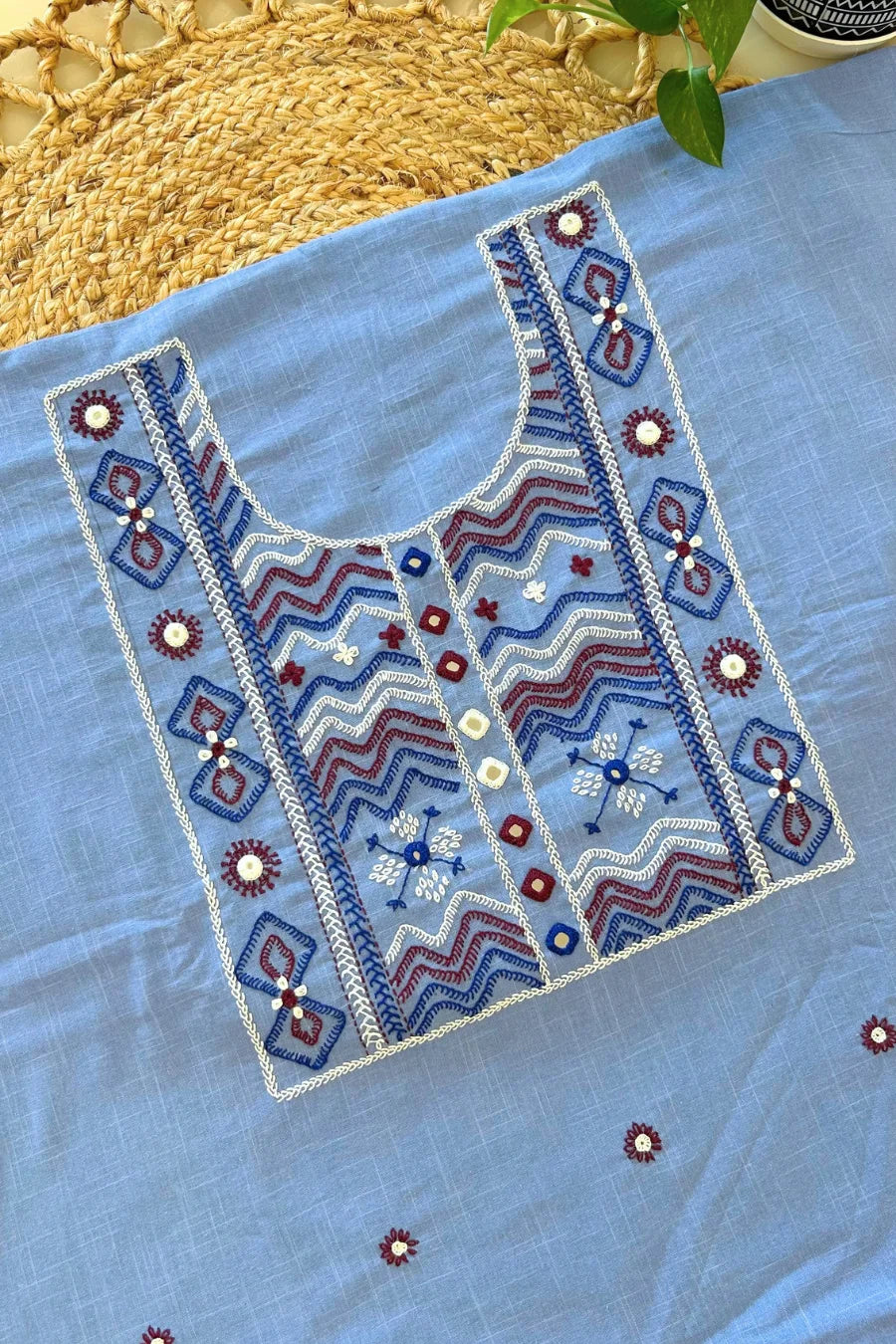 Sky Cotton Lambani Kurta