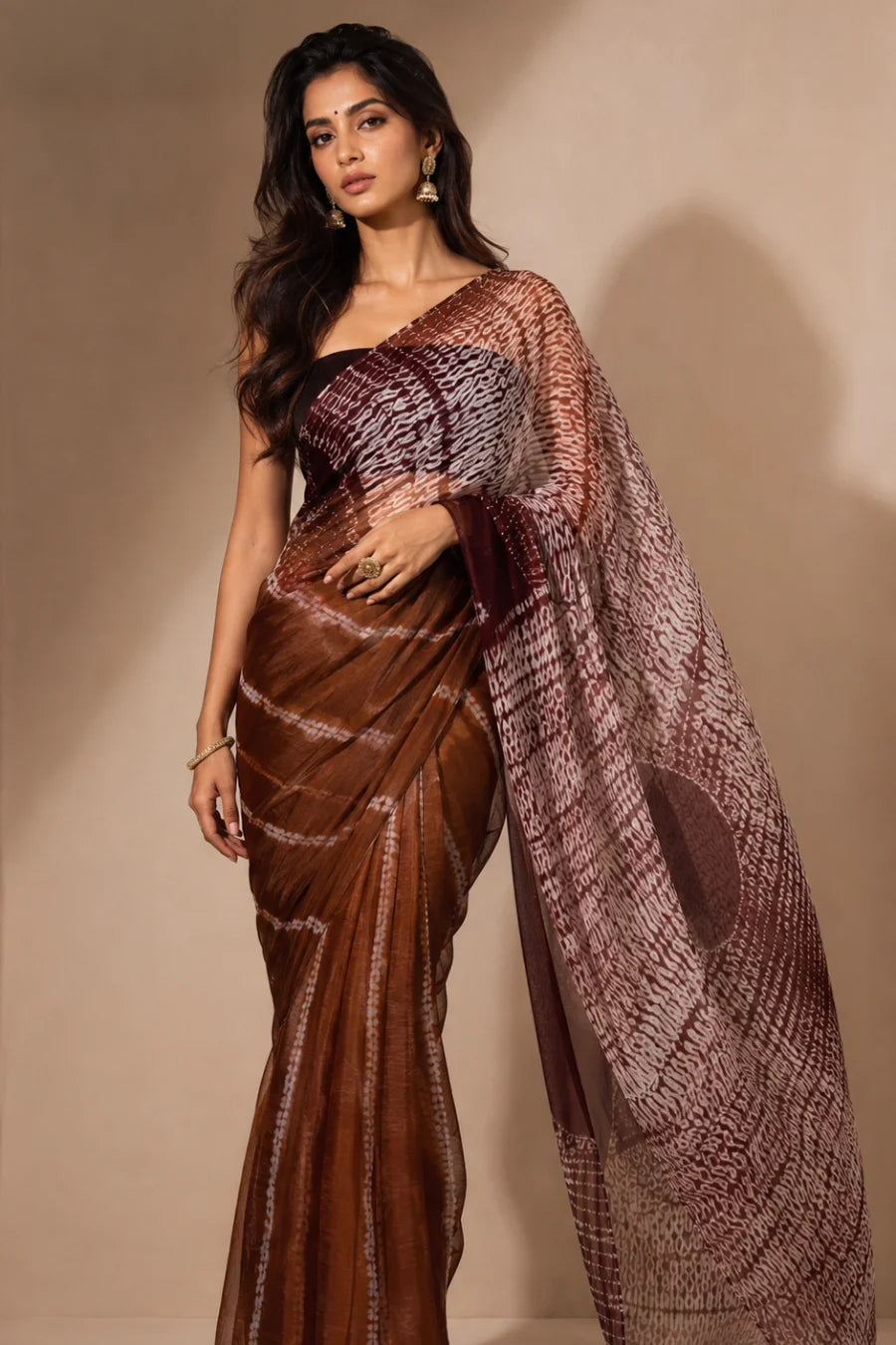 Dune & Bark Pure Organza Shibori Saree
