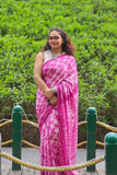 Fuchsia Frosting Shibori Mul cotton Saree