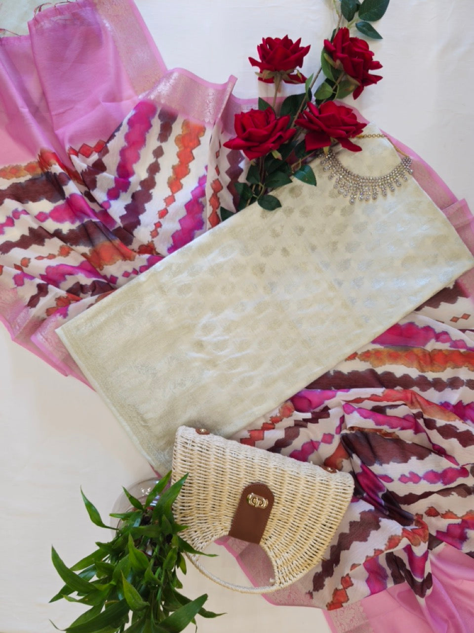 Ivory White Cotton Chanderi Suit