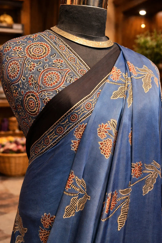 Kusum Ajrakh Modal Silk Saree