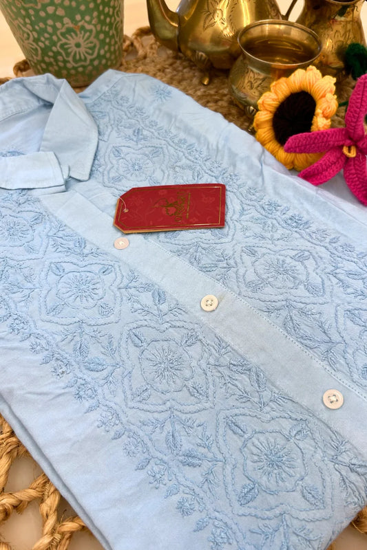 Powder Blue Chikankari Coord Set