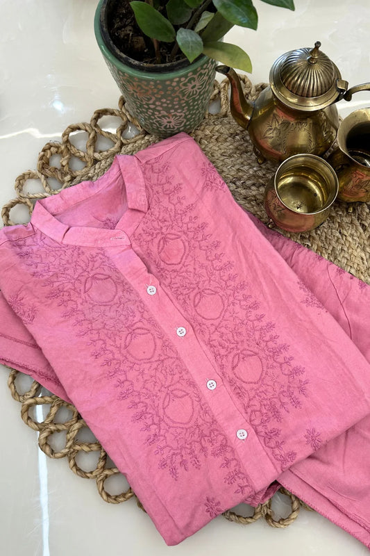 Rose Petal Chikankari Coord Set