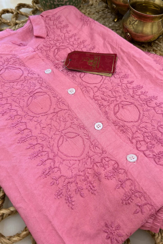 Rose Petal Chikankari Coord Set