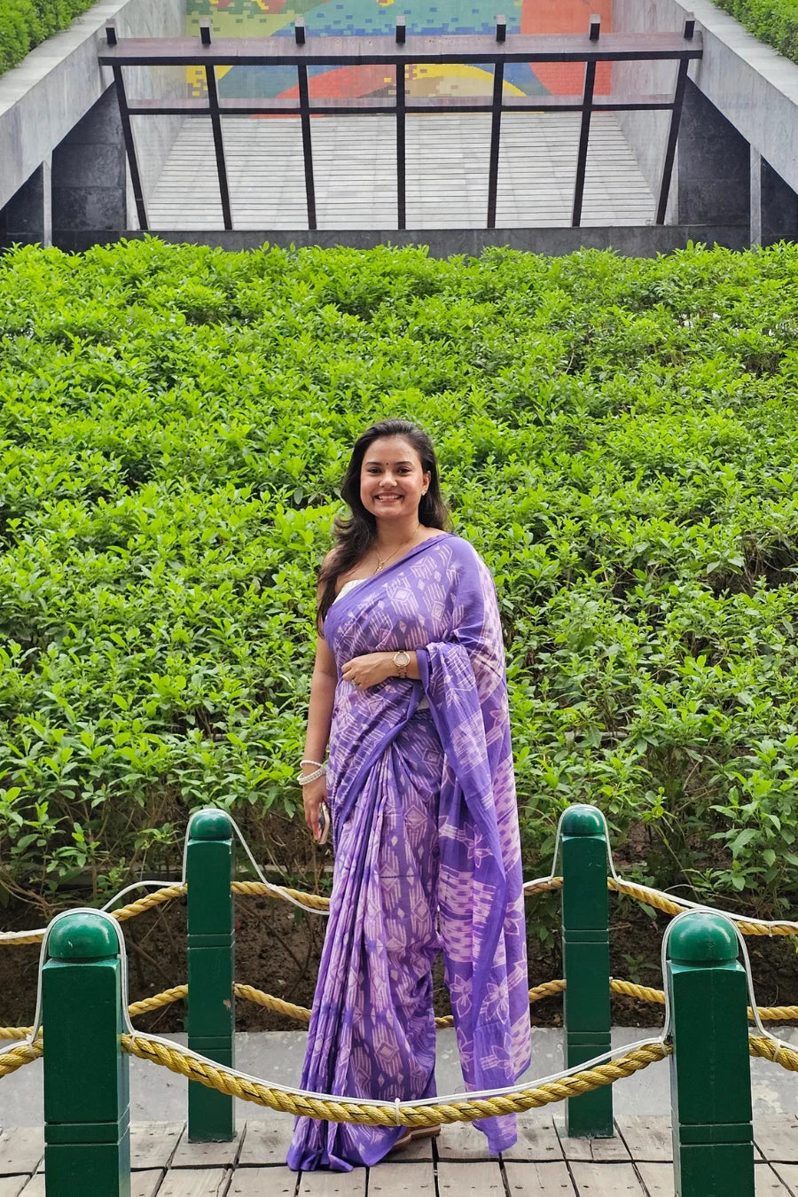 Amethyst Haze Shibori Mul Cotton Saree