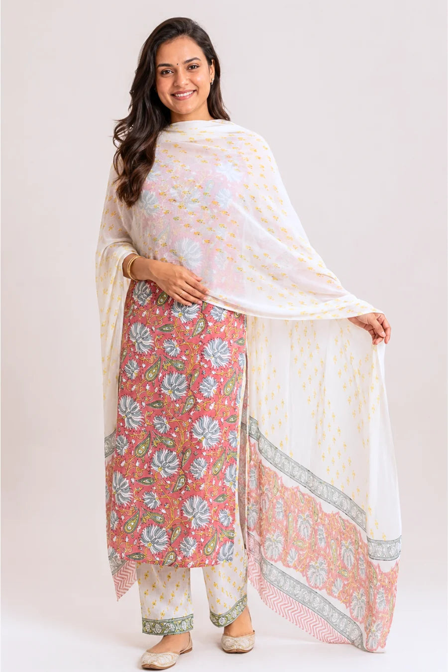 Kashish Earth Hand Block Print Suit