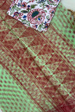 Parijat Mint Hand Block Printed Kota Doria Saree