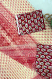 Peetambari Rose Hand Block Print Kota Doria Saree