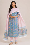Ocean Blossom Hand Block Print Suit.