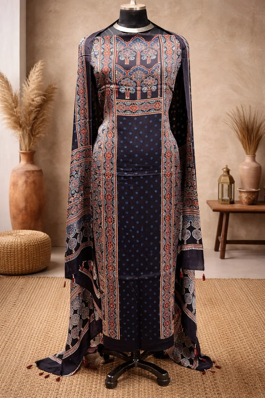 Neel Bindu Ajrakh Modal Silk Suit