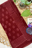Garnet Chevron Hand Block Saree