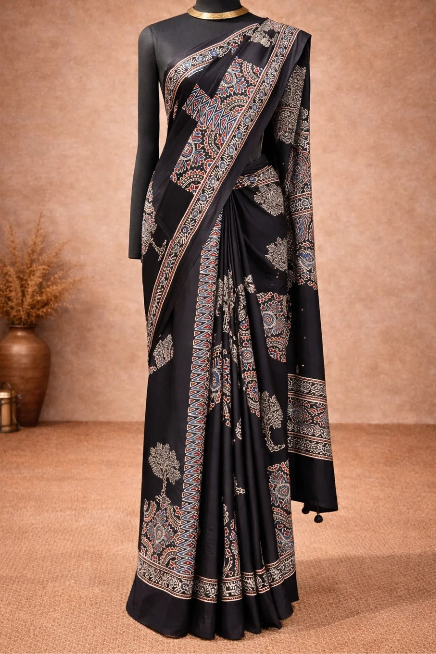 Raat Rani Ajrakh Modal Silk Saree