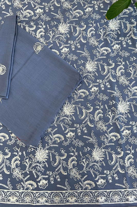 Frosted Grey Kashmiri Woollen Suit