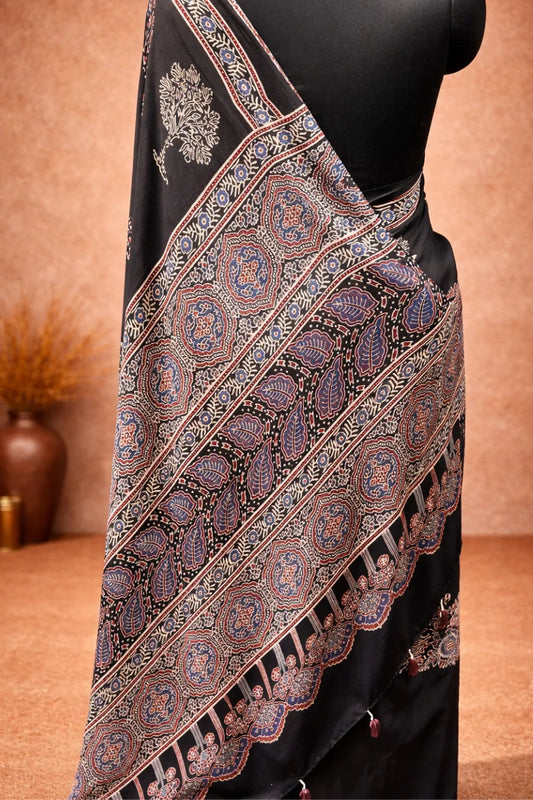Raat Rani Ajrakh Modal Silk Saree
