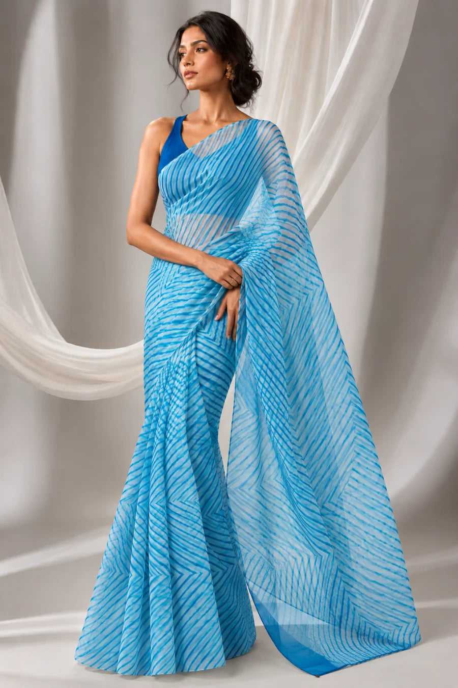 Mizu Wave Arashi Shibori Pure Organza Saree