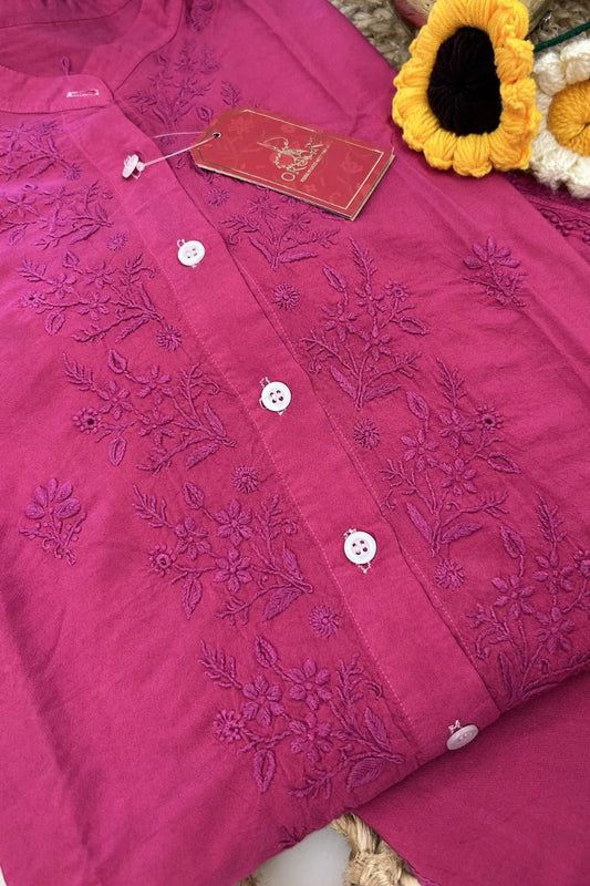 Magenta Chikankari Coord Set