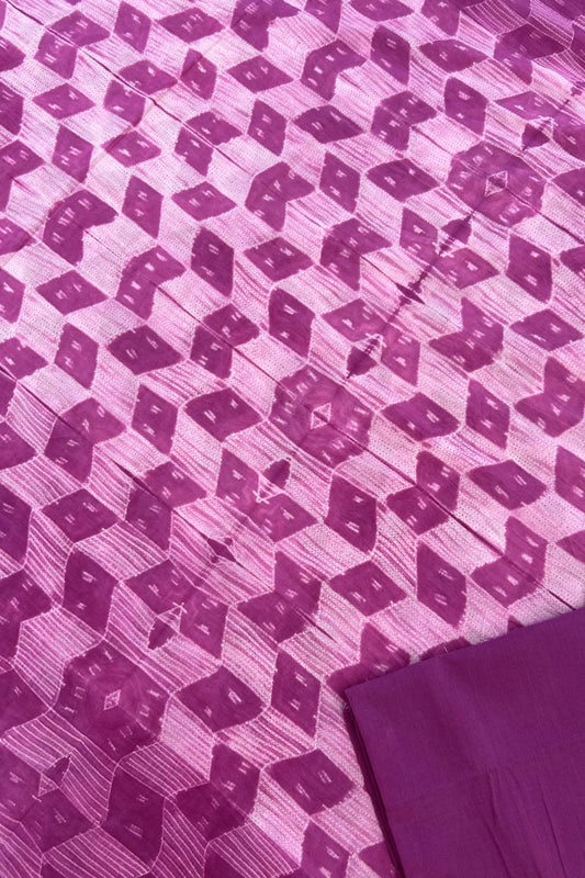 Fuchsia Frosting Shibori Mul cotton Saree