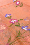 Priyangu Peach Hand Painted Pure Cotton Kota Doria Saree