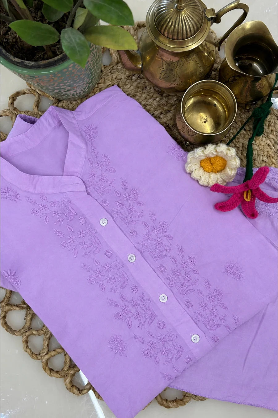 Lilac Chikankari Coord Set
