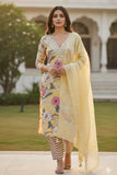 Sunehri Noor Yellow Block Printed Cotton Suit