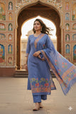 Lavender Whispers Schiffli Block Printed Cotton Suit