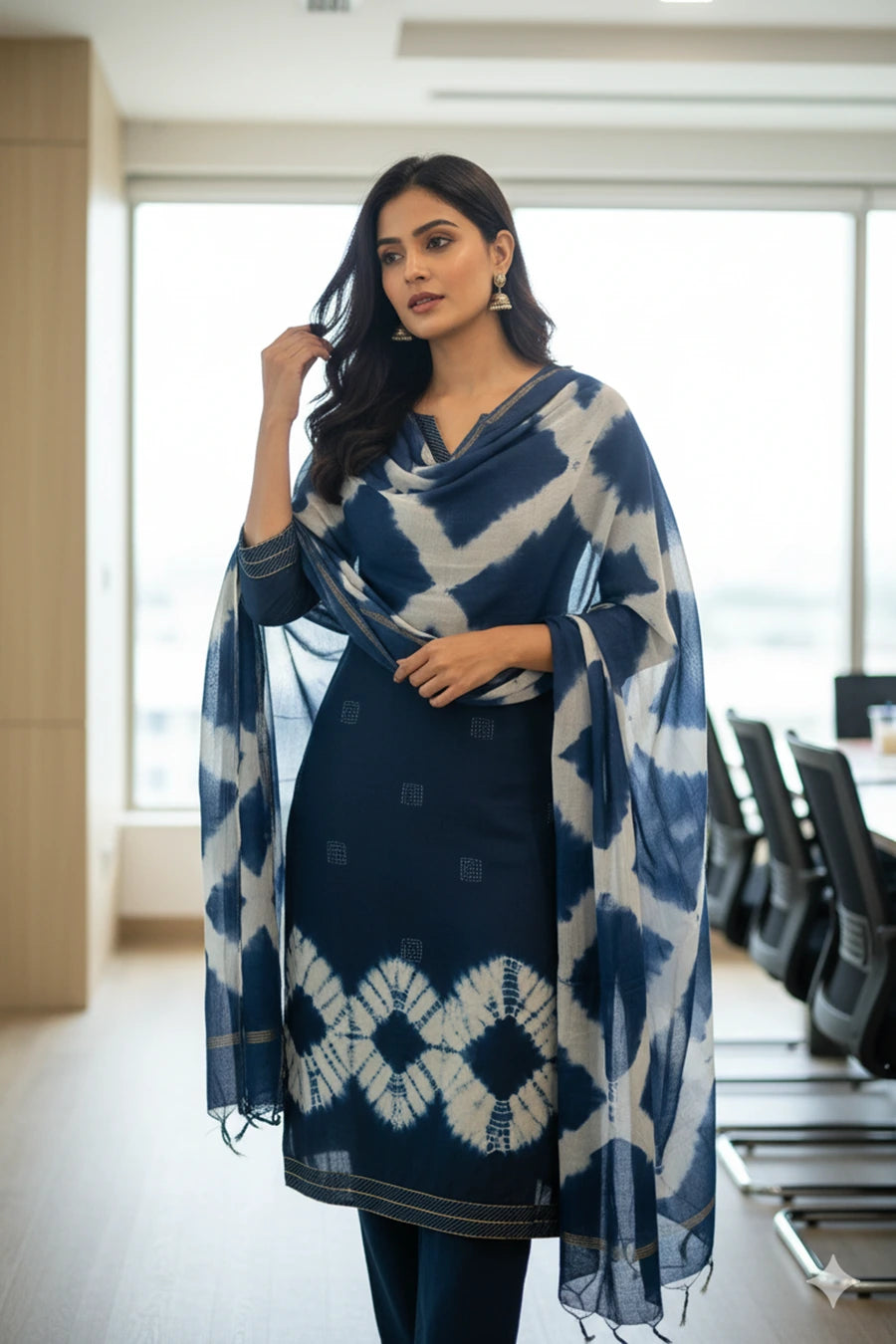 Aarshiya Blue Shibori Cotton Suit