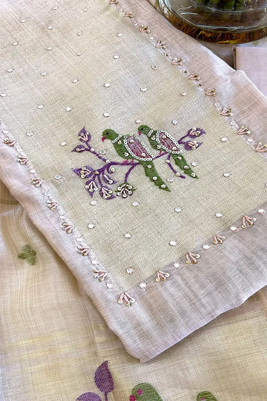 Amaira Dusty Peach Jamdani Chanderi Suit