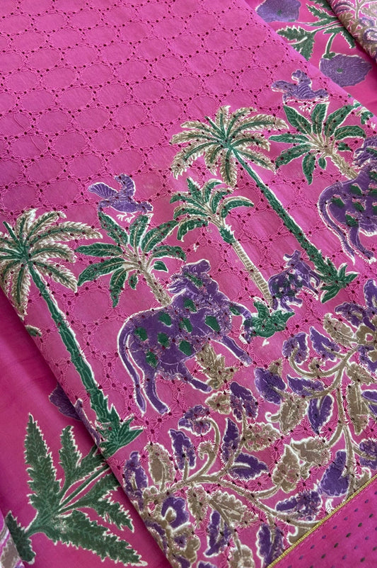 Gulbagh Schiffli Block Printed Cotton Suit