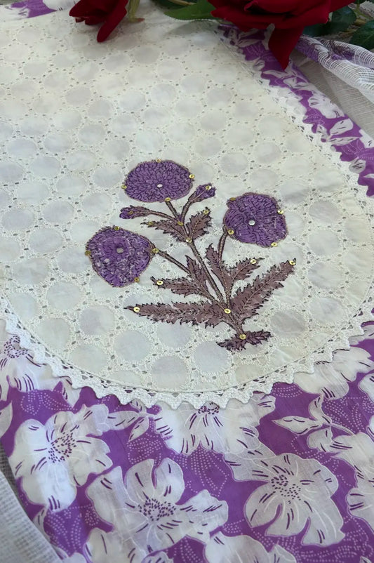 Amara Lilac Handcrafted Purple Block Print Cotton Suit