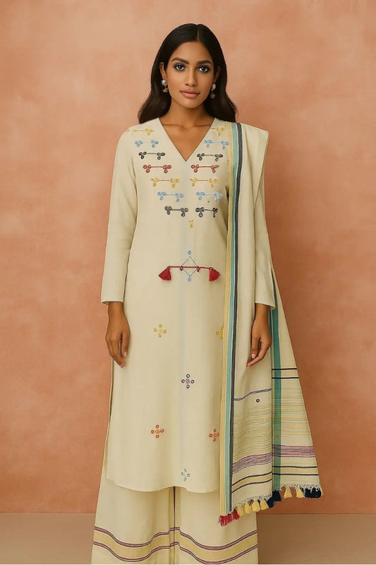 Bhujodi Kala Cotton Handwoven Suit Set