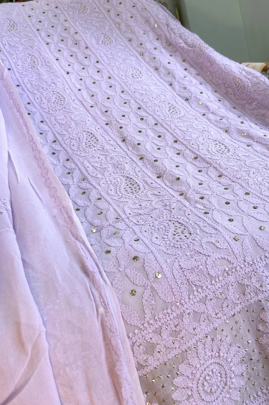 Enchanted Orchid Chikankari Mukaish Suit