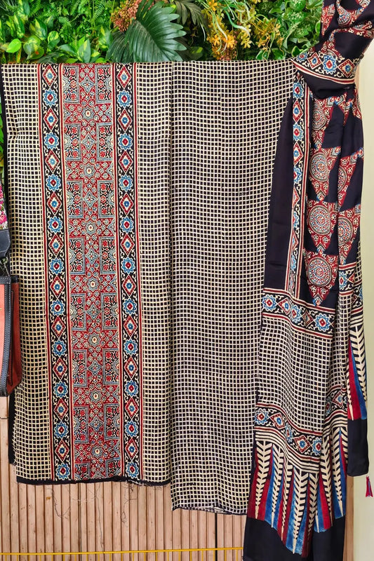Ajrakh Modal Silk Handblock Printed Suit Set