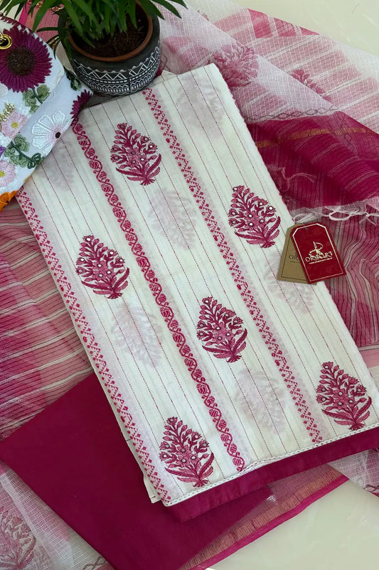 Sakura Bloom Pink Block Print Suit